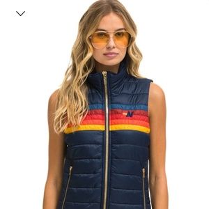 Aviator Nation Striped Puffer Vest
